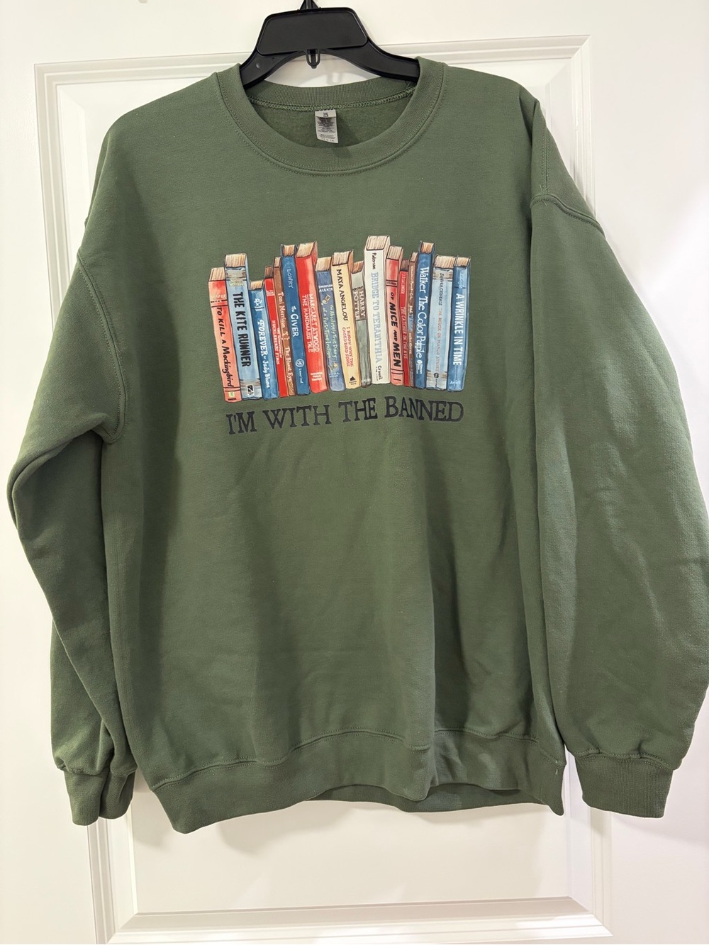 Bookish Olive Green Graphic Sweatshirt - "I'm With The Banned"